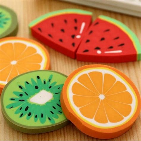 Pcs Pack Fruits Frais Mignon Design Gommes Kawaii Past Que Orange