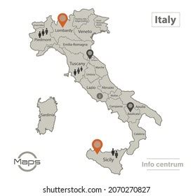 Italy Map Individual Regions Names Infographics Stock Vector (Royalty ...