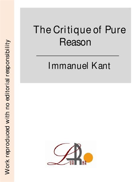 The Critique of Pure Reason Author Immanuel Kant | PDF | A Priori And A ...