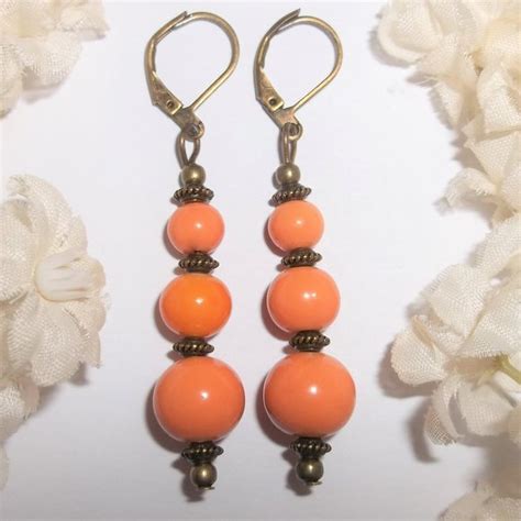 Wvluckygirl Jewelry Cute Bronze And Orange Boho Beaded Dangle