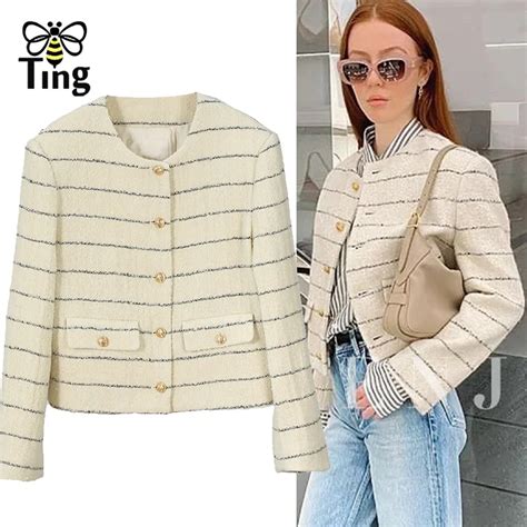 Tingfly Women Fashion Winter Autumn Chic Single Breasted Short Casual