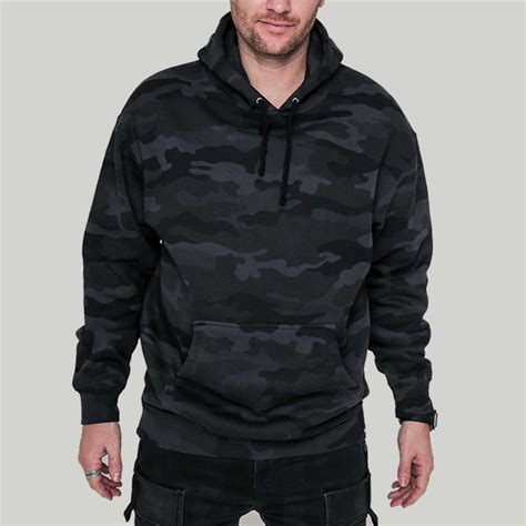 Unisex Black Camo Pullover Hoodie