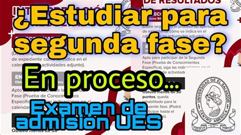 Cómo estudiar para segunda fase Examen de admisión UES 2021 YouTube