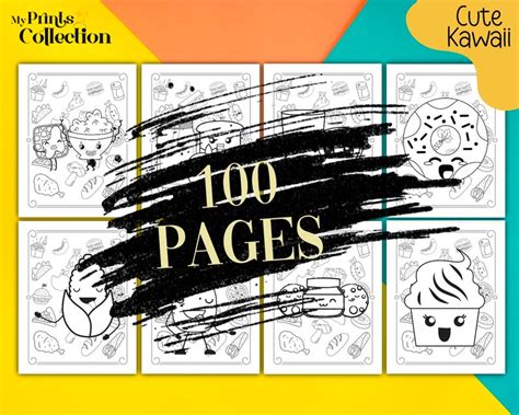 100 Cute Kawaii Food Coloring Book Pages PDF Printable - Etsy