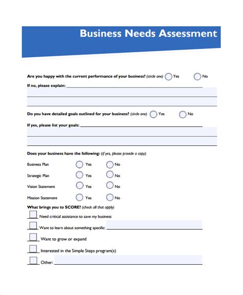 Free 9 Sample Need Assessment Templates In Ms Word Pdf