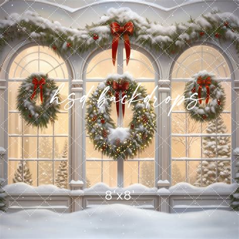 Snowy Cathedral Window Christmas Backdrops For Photography