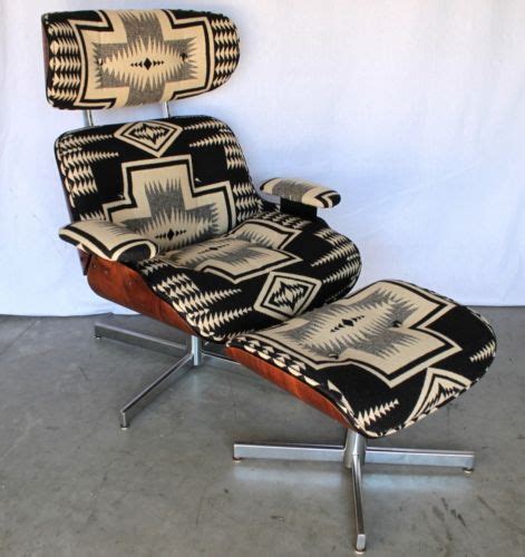 Mid Century Navajo Pendleton Portland Lounge Chair Ottoman Recliner