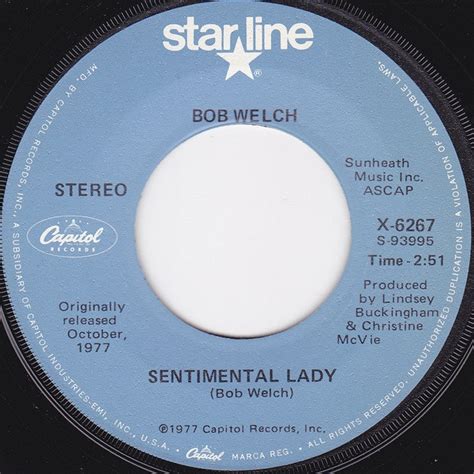 Bob Welch - Sentimental Lady / Ebony Eyes | Releases | Discogs