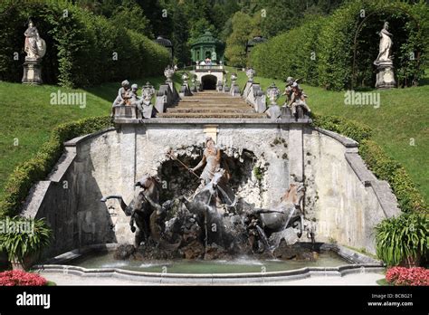 Gardens at Linderhof Palace, Schloss Linderhof, built by King Ludwig 11 ...