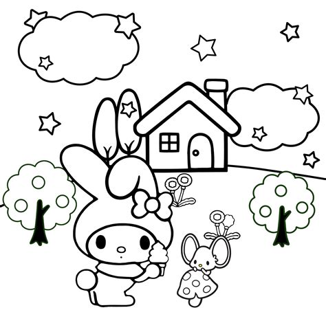 hello kitty coloring pages melody 7