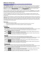 Glencoe Diffusion And Osmosis Virtual Lab Instructions 1 Docx