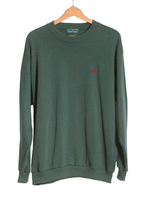 Vintage Fred Perry Green Sweatshirt Size L Brick Vintage