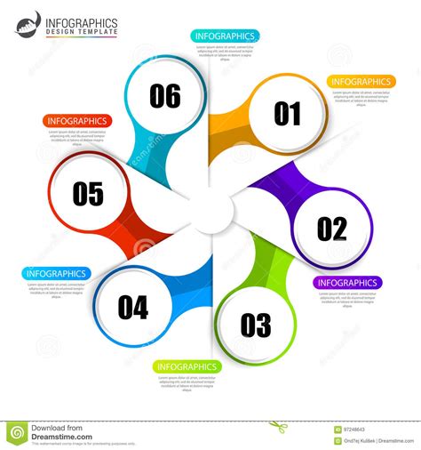 Cirkel Infographics Mall För Diagram Sex Moment Vektor Illustrationer