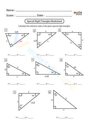 Special Right Triangles Worksheets