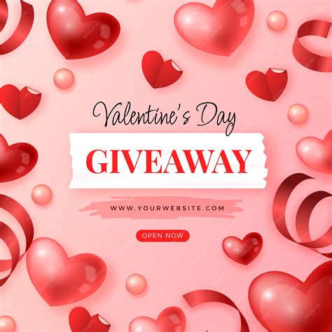 Premium Vector | Realistic valentine's day giveaway illustration