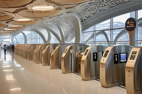 An Airport Train Station With A Glass Platform Background, Line 9 ...