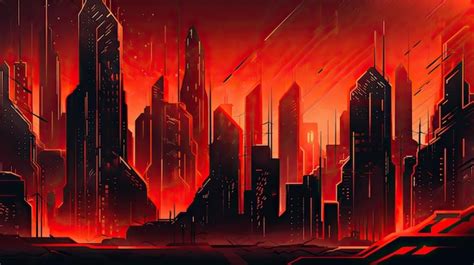 Premium AI Image | cyberpunk city red wallpaper for desktop background ...