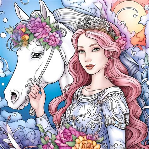 Momentos M Gicos Unicornio Y Princesa Libro Para Colorear Diversi N