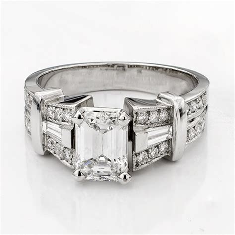 1 2 ct tw Baguette and Pavé Engagement Setting Adiamor