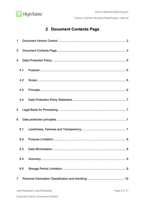 Data Protection Policy Template