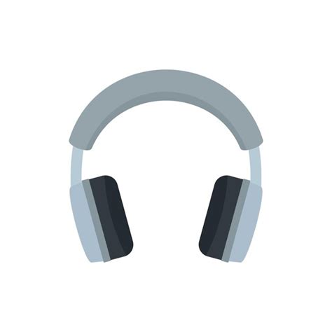 grey headphones icon flat illustration  grey headphones vector icon