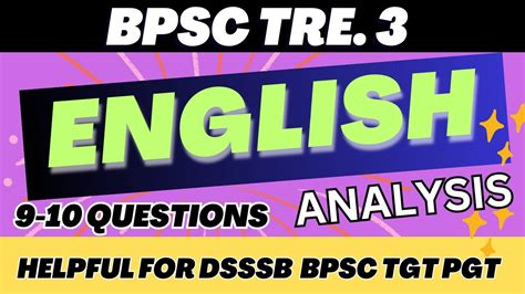 BPSC TRE 3 Class 9th 10 2024 I English Paper Discussion I Helpful For