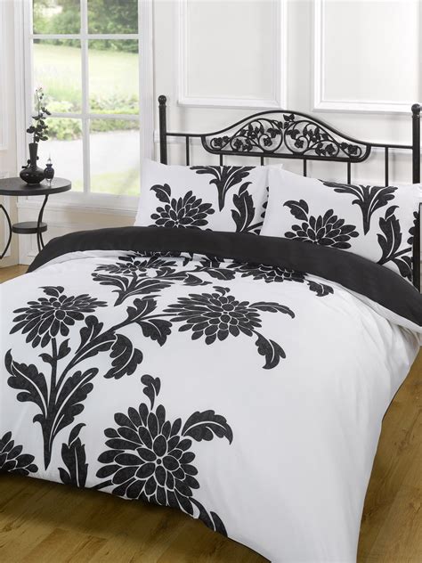 Duvet Quilt Cover Bedding Set Black White Single Double King Kingsize ...