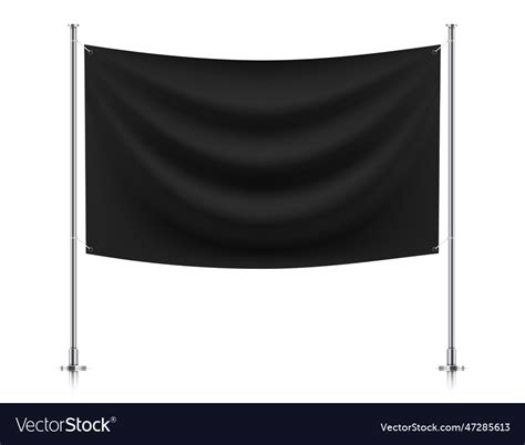 Black fabric banner flag hanging on poles Vector Image