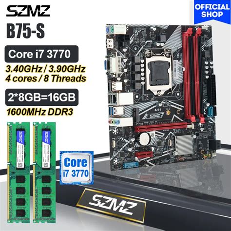 SZMZ B75 Gaming PC Motherboard Lga 1155 Set Of I7 3770 CPU 16GB DDR3