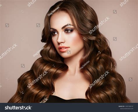 Brunette Girl Long Healthy Shiny Curly Stock Photo Shutterstock