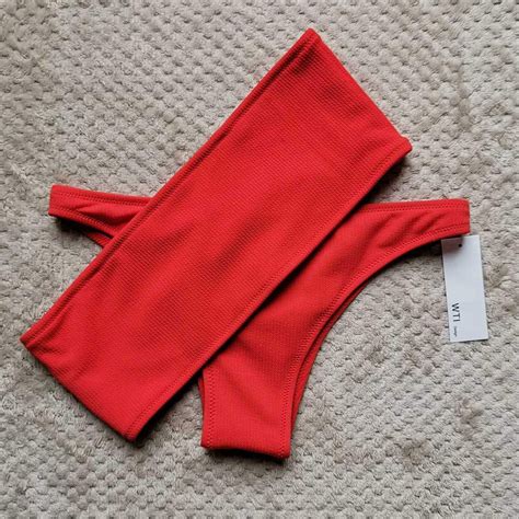 Strapless Bikini Set Solid Color Ribbed High Cut Strapless Bikini For Women W T I Design Artofit