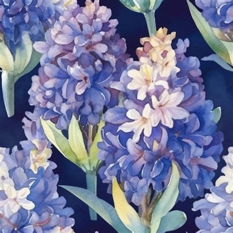 Una Pintura De Acuarela De Flores De Hortensias Azules Foto Premium