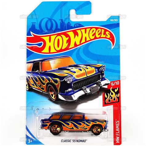 2018 Hot Wheels Classic 55 Nomad 146 Blue Hw Flames 164 Chevrolet