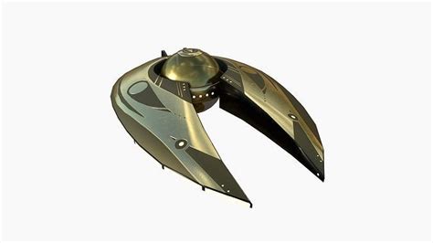 3D model Alien Spaceship UFO I07 Gold - Sci Fi Spacecraft Design VR ...