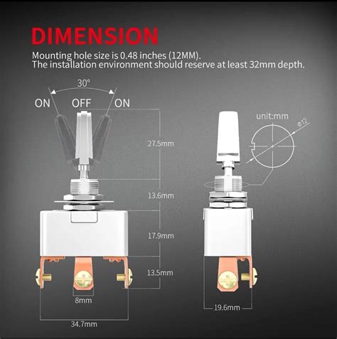 50A 12V DC Heavy Duty Toggle Switch 3 Position 50 Toggle Switch 3