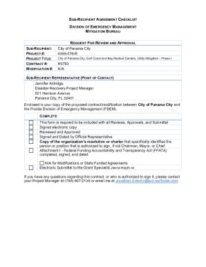 Fillable Online Fillable Online Subrecipient Award Agreement Checklist