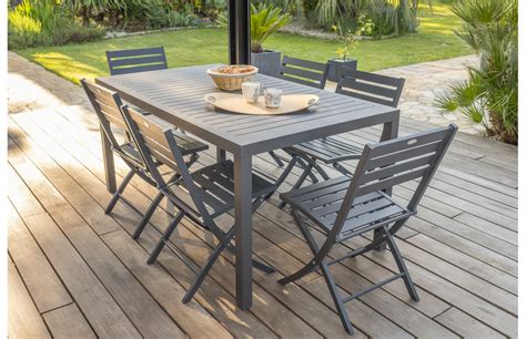 Ensemble Table Et Chaises De Jardin Personnes En Aluminium Anthracite