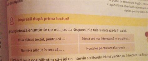 Completează enunțurile de mai jos cu răspunsurile tale și notează le în