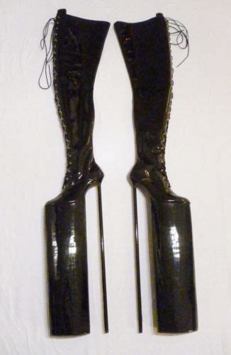 Jetzt Sonderpreis Schwarze Lack Plateau Crotch Stiefel 60cm Extreme