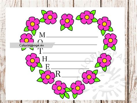 Mother Acrostic Poem Coloring Page