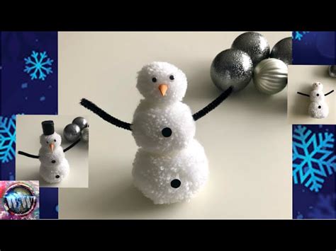 Schneemann Basteln ☃️ Basteln Mit Wolle Pompom ⛄️ Winter Dekoration