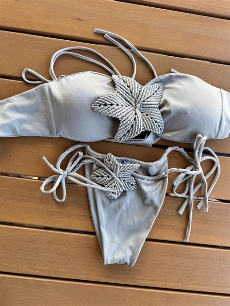 Macrame Swimsuit Bikini Pieces Handmade Macrame Swimsuit Swimsuit Macrame Seashell Top