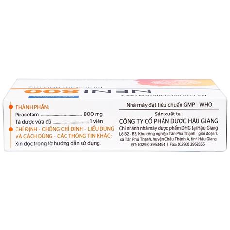 Viên nén Neni 800 DHG điều trị triệu chứng chóng mặt, nhức đầu, mê sảng ...