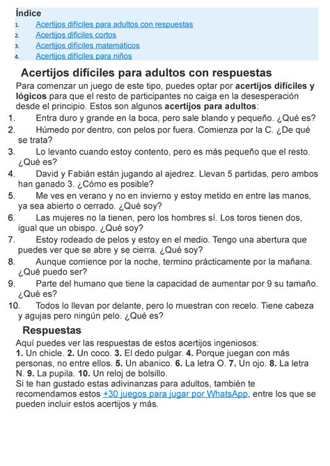 Adivinanzas Dificiles Con Respuestas PDF 47 OFF