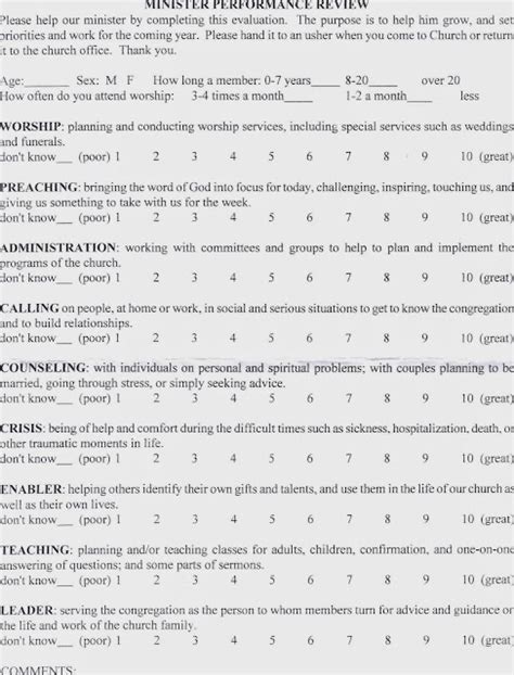 Deep Thoughts By Gman Minister Evaluation Form Sample