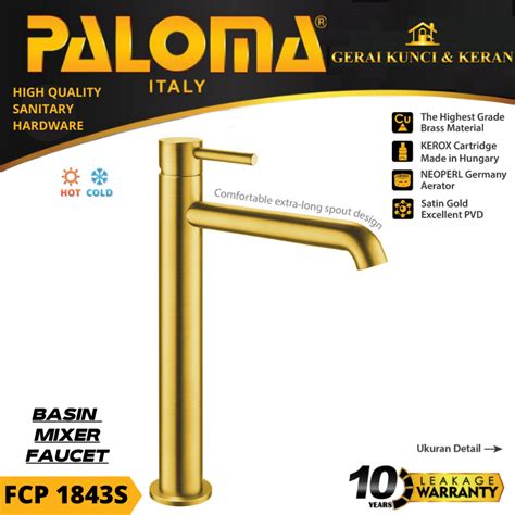 Jual PALOMA FCP 1843S Keran Wastafel Tinggi Cuci Tangan Kran Panas