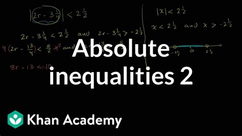 Absolute Inequalities 2 Linear Equations Algebra I Khan Academy Youtube