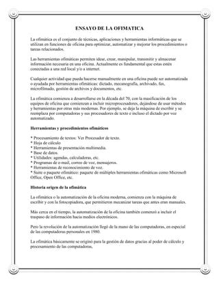 Ensayo De La Ofimatica Pdf