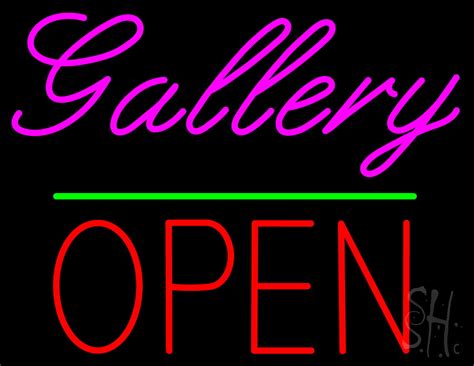 Gallery Block Open Green Line Led Neon Sign 24 X 31 Inches Clear Edge Cut Acrylic Backing