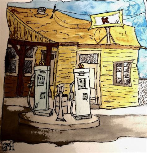 Gas Station | Old gas stations, Gas station, Painting